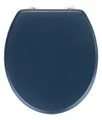 Produktbild: WENKO WC Sitz MDF Toilettensitz Klobrille Oval Edelstahl Befestigung Dunkelblau