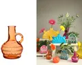 Produktbild: NaDeco Glasvase klein 'Lille', Höhe 10cm, Durchmesser 7 cm, viele Farben zur Auswahl | Glasflasche | Bunte Dekoflasche | Kleine Glas-Flaschen | Kleine Deko-Vasen | Deko-Blumenvase, Farbe:Orange