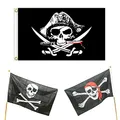 Produktbild: 3 Stück Schädel Fahne, Piratenparty-Flagge, Jolly Roger Flagge,Gelten für Halloween-Dekoration, Piratenparty, Piraten-Cosplay,150 x 90cm(Schwarz)