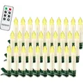 Produktbild: Christbaumkerzen Led Kabellos 20/30/40er Set Batterie Mit Timer Fernbedienung Echtwachs Lichterkette Weihnachten Flackernd Warmweiß Tannenbaum 30er / Warm Weiß - Deuba