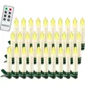 Produktbild: Christbaumkerzen Led Kabellos 20/30/40er Set Batterie Mit Timer Fernbedienung Echtwachs Lichterkette Weihnachten Flackernd Warmweiß Tannenbaum 30er / Warm Weiß - Deuba