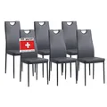 Produktbild: ALBATROS Esszimmerstühle 6er Set Salerno, Grau - Edles Italienisches Design, Kunstleder-Bezug, bequemer Polsterstuhl - Moderner Küchenstuhl, Stuhl Esszimmer oder Esstisch Stuhl