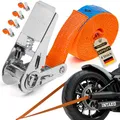 Produktbild: 4 Stück Spanngurte mit Ratsche (4m/6m) - 800kg 25mm - in Orange oder Grün Ergolash - Spanngurt, Zurrgurt einteilig – Ratschengurt für Motorrad (Orange, 6m)