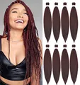 Produktbild: X-Tress Red Braiding Hair Extension 60cm Pre-stretched Braiding Hair for Girl and Women 8 packs Crochet Braid Hair Extension Red Kanekalon Hair Colourful EZ Braid Straight Hair Knotless Braid(#99J)