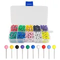 Produktbild: YIXISI 1200 Stück Rundkopf Stecknadeln, Pinnnadeln Pushpins, Kartennadel, Landkarte Pinnadeln, für Weltkarte, Cork Board, Stoffmarkierung, Metallischer Runder Kopf mit Edelstahlspitze