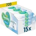 Produktbild: Pampers Feuchttücher Harmonie Aqua, 720 Tücher, unparfümiert, je 48 Stück, 15 Pack