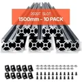 Produktbild: VEVOR 10-teiliges Set 1500 mm T-Nut 2020 Aluminium, Europäischer Standard eloxiert, geeignet für 3D-Drucker, CNC-Maschine DIY, Lasergravur, Schwarz - Schwarz