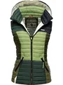 Produktbild: Navahoo Damen Steppweste leicht mit Abnehmbarer Kapuze Colourblocking-Stil Shadaa Multikulti Multicolour Green Forest Gr. S