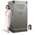 Produktbild: COSTWAY Tragbare Dampfsauna für Zuhause, Ganzkörpersaunabox mit 3-Liter-Dampfgenerator, leichtes Saunazelt für 1 Person, 91*91*183 cm Grau