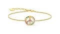 Produktbild: THOMAS SABO Armband mit Peace-Zeichen und bunten Steinen vergoldet, Länge 19cm, A2071-996-7-L19V
