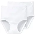 Produktbild: SCHIESSER Damen 2er Pack Taillenslips - Classic Essentials Maxi Slip Feinripp - Weiß M (Gr. Medium)