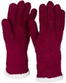Produktbild: styleBREAKER Damen warme Winter Handschuhe mit Reiskorn Muster und Fleece, Thermo Strickhandschuhe, Fingerhandschuhe 09010040, Farbe:Bordeaux-Rot