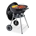 Produktbild: Relaxdays Kugelgrill mit Deckel, Ablage & Aschetopf, fahrbar, Garten & Camping, Grill ∅ 40 cm, Holzkohlegrill, schwarz