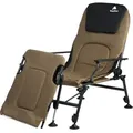 Produktbild: CampFeuer 2in1 Angelstuhl, Olivgrün/Schwarz, Höhenverstellbare Angelliege mit abnehmbarer Fußbank - Grün/Schwarz