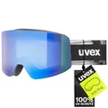 Produktbild: uvex provoqe FM - stylische, verspiegelte Skibrille mit Anti-Fog-Beschichtung und Over-The-Glasses-Konstruktion für Damen und Herren - black matt/blue-clear - one size