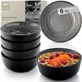 Produktbild: Sänger Sydney | Steingut Müslischalen Bowl Schüssel 6 teilig, Schüssel Set 6 Personen, Schale spülmaschinen- mikrowellen- kratzfest, Dessertschalen, Schüsseln dunkel grau 550 ml | VALUE COLLECTION