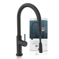 Produktbild: SCHÜTTE 79566 Blackpool Küchenarmatur mit ausziehbarer Geschirrbrause, 360 Grad Wasserhahn für die Küche, Mischbatterie mit Einhebelmischer, Spültischarmatur mit Brause ausziehbar in Schwarz