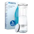 Produktbild: BRITA Wasserfilterkaraffe, weiß (1,3L) inkl. 1 MicroDisc Wasserfilter – stilvolle, nachfüllbare Karaffe für zuhause, passt in die Kühlschranktür, reduziert PFAS, Chlor, Mikropartikel im Leitungswasser