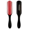 Produktbild: Denman Lockige Haarbürste D4 (Schwarz & Rot) 9-reihige Stylingbürste zum Stylen, Glätten längerer Haare und Definieren von Locken - Für Frauen und Männer