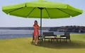 Produktbild: Sonnenschirm Meran Pro, Gastronomie Marktschirm mit Volant Ø 5m Polyester/Alu 28kg grün ohne Ständer