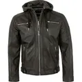 Produktbild: Bruno Banani - Herren Lederjacke Kapuze Lammnappa schwarz : 58 - Schwarz - 58