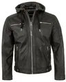 Produktbild: bruno banani - Herren Lederjacke Kapuze Lammnappa schwarz
