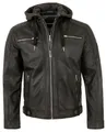 Produktbild: Lederjacken24 Lederjacke Smudo Herren Echtleder Lederjacke Kapuze Lammnappa schwarz