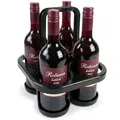 Produktbild: Novaliv Flaschenträger 4 Flaschen Schwarz - Stabiler Halt - Getränkekorb Kunststoff, Stapelbar, 25x23x30cm - Ideal für Küche & Keller - Bierträger Flaschenkorb Getränketräger Flaschenbox