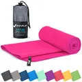 Produktbild: Fit-Flip Mikrofaser Handtuch - kompakte Microfaser Handtücher - ideal als Sporthandtuch, Reisehandtuch, Strandtuch - schnelltrocknend und leicht - Badetuch groß (60x120cm, Pink)