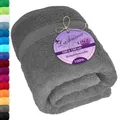 Produktbild: Lashuma Handtuch groß 100x150 cm, Linz XXL Strandtuch Grau - Dunkel, Badetuch Männer Frottee