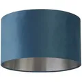 Produktbild: Lampenschirm für Hängelampen Stoff d: 38 cm rund in Petrol Silber gebürstet Modern Glasschirm