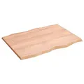 Produktbild: vidaXL Tischplatte, Holzplatte für Tisch Esstisch Couchtisch, Massivholzplatte Handgefertigt mit Baumkante, Ersatztischplatte, Hellbraun 80x60x2cm Massivholz Eiche Behandelt