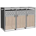Produktbild: ESTEXO Mülltonnenbox Mülltonnenverkleidung mit Pflanzdach Aufbewahrungsbox Müllbox Edelstahl RAL 9007 (3 Türen)