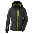 Produktbild: killtec Jungen Ski-Steppjacke mit Kapuze und Schneefang dunkelstein/schwarz/neongelb 176 - Schwarz - 176