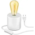 Produktbild: ledscom.de Tischlampe TIPO Porzellan rund weiß inkl. E27 Lampe Vintage Retro gold 3,83W extra-warm-weiß 489lm