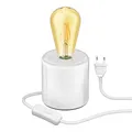 Produktbild: ledscom.de Tischlampe TIPO Porzellan rund weiß inkl. E27 Lampe Vintage Retro gold 3,83W extra-warm-weiß 489lm