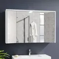 Produktbild: Bad Spiegelschrank Three weiß mit Steckdose und Beleuchtung - Weiß