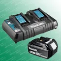 Produktbild: Akku-Ladegerät Makita DC18RD, 230 Volt DC 18 RD Doppelladegerät Neu + 1 Akku 5,0