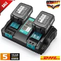 Produktbild: Für Makita 14,4-18Volt Akku Ladegerät DC18RD Doppelladegerät Schnellladeg 2-fach