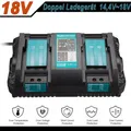 Produktbild: Doppel Ladegerät Für Makita DC18RD 2-fach Schnellladegerät 14,4V~18V 196933-6 DE