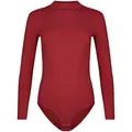 Produktbild: Evoni Damen Body langarm I blickdichter Bodysuit mit Halbkragen für Frauen I Langarmbody aus Baumwolle I Women Body Shaper I Jumpsuit XL Bordeaux