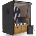 Produktbild: SANZARO Strandkorb Schutzhülle winterfest 135 cm passend für 120 breit - 600D Oxford Stoff, Reißfest und UV Beständig, Abdeckhaube für Strandkörbe Wasserdicht grau