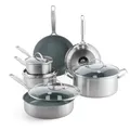 Produktbild: GreenPan Treviso Edelstahl Gesunde Antihaftbeschichtung aus Keramik 10-teiliges Kochgeschirr-Set, inkl. Bratpfannen, Sautierpfanne, PFAS-frei, Induktion, backofenfest, spülmaschinenfest, Silber