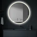 Produktbild: ApeJoy runder LED Badspiegel 60cm mit Beleuchtung und Antibeschlag, Badezimmerspiegel, LED Wandspiegel mit Touch-Schalter Memory Warmweiß/Kaltweiß