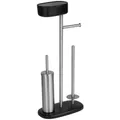 Produktbild: Wenko Wc-Bürstenkombination, Schwarz, Edelstahl, Metall, 17x72.5x32 cm, Bürstenkopf austauschbar, rostfrei, Ersatzrollenhalter, Papierhalter, Badezimmer, WC Ausstattung, WC Bürstengarnituren