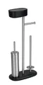 Produktbild: WENKO Stand WC-Garnitur mit Box Rivazza, mit integriertem Toilettenpapierhalter, WC-Bürstenhalter, Ersatzrollenhalter und Ablagebox, rostfreier Edelstahl/Kunststoff, 17 x 72,5 x 32 cm, Schwarz