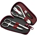Produktbild: Nagelset Herren & Damen 5-teilig mit Zange - Maniküre Set mit Leder-Etui rot