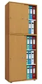 Produktbild: Büroschrank mit 5 Fächern | moderner Aktenschrank mit Schiebetüren und Schloss | Maße ca. B. 70 x H. 184 x T. 37 cm – Lona 5-Fach abschließbar