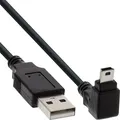 Produktbild: InLine 34210 USB 2.0 Mini-Kabel, Stecker A an Mini-B Stecker (5pol.) unten abgewinkelt 90°, schwarz, 1m