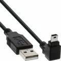 Produktbild: USB 2.0 Mini-Kabel Stecker A zu Mini-B Stecker untengewinkelt schwarz 1,0m